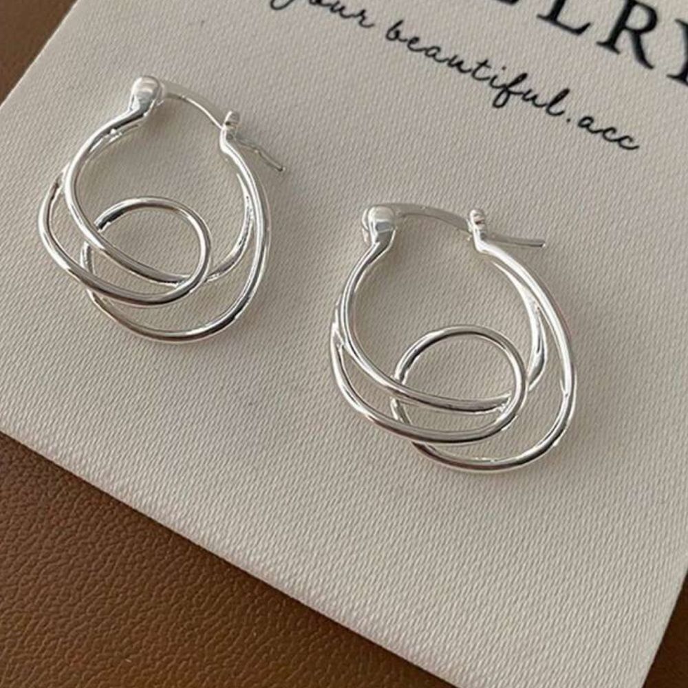 Silver Triple Hoop Earrings A1472